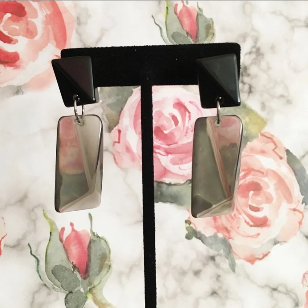 Black Semi-Translucent Dangling Earrings